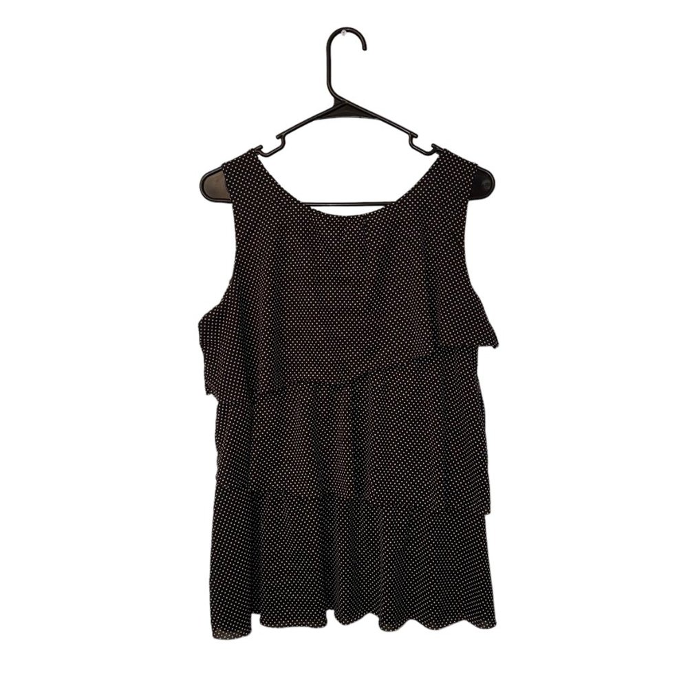 Women's Chaus Black with Small White Polka Dots Top Size Medium - Picture 2 of 3